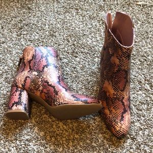 Snake print booties
